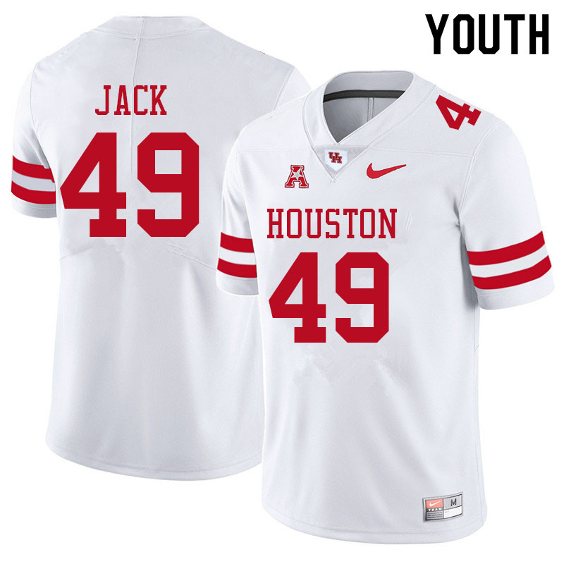 Youth #49 Oliver Jack Houston Cougars College Football Jerseys Sale-White - Click Image to Close